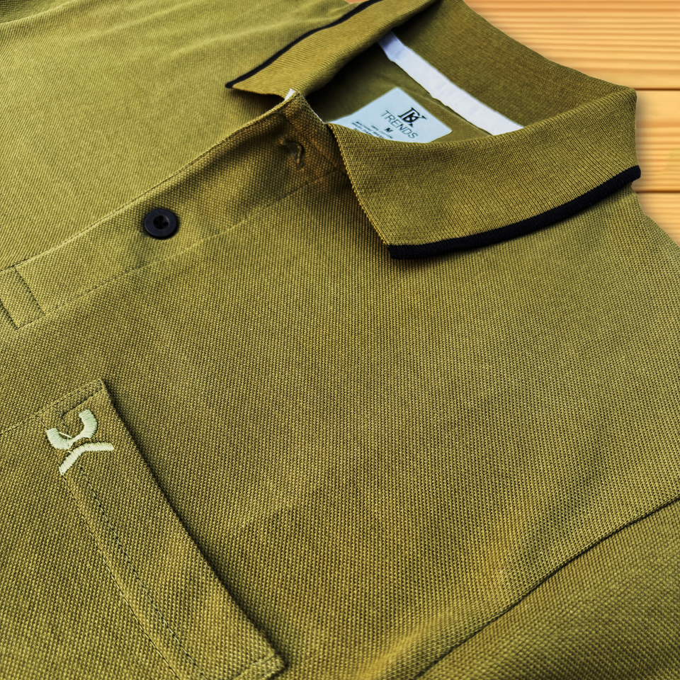 Olive Green Polo T-Shirt with Pocket
