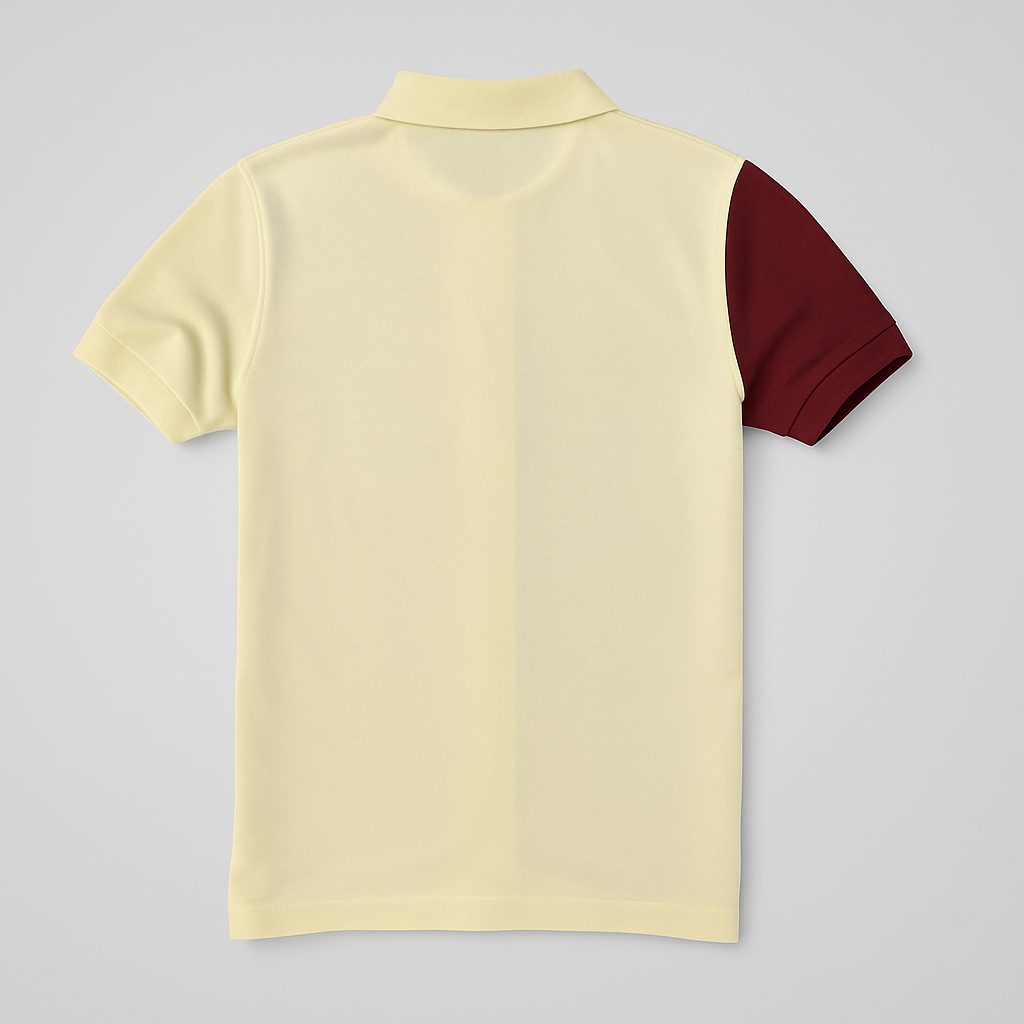 Half Maroon with Yellow stripe Polo T-Shirt