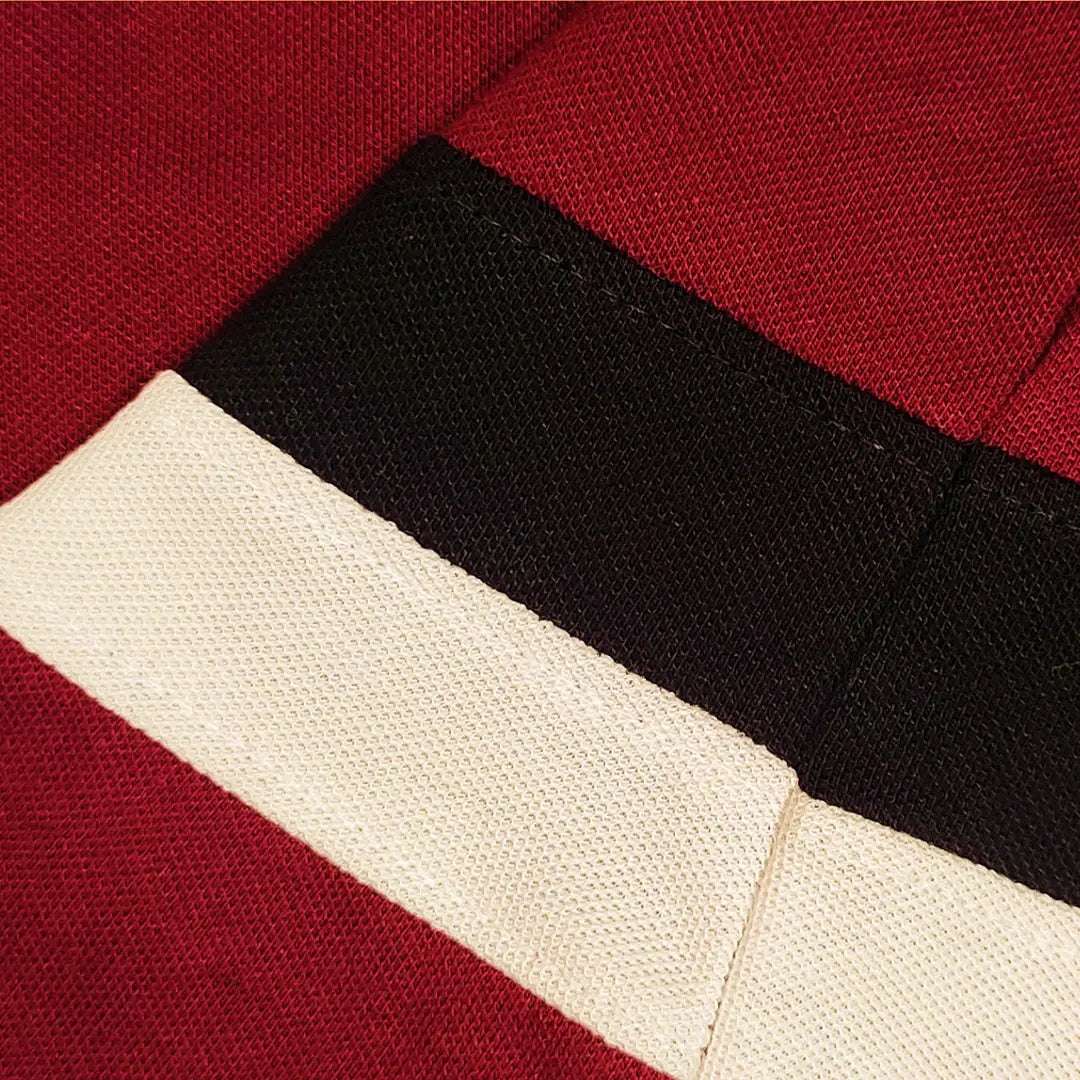 Men premium T Shirt Maroon white with black stripe Airtex