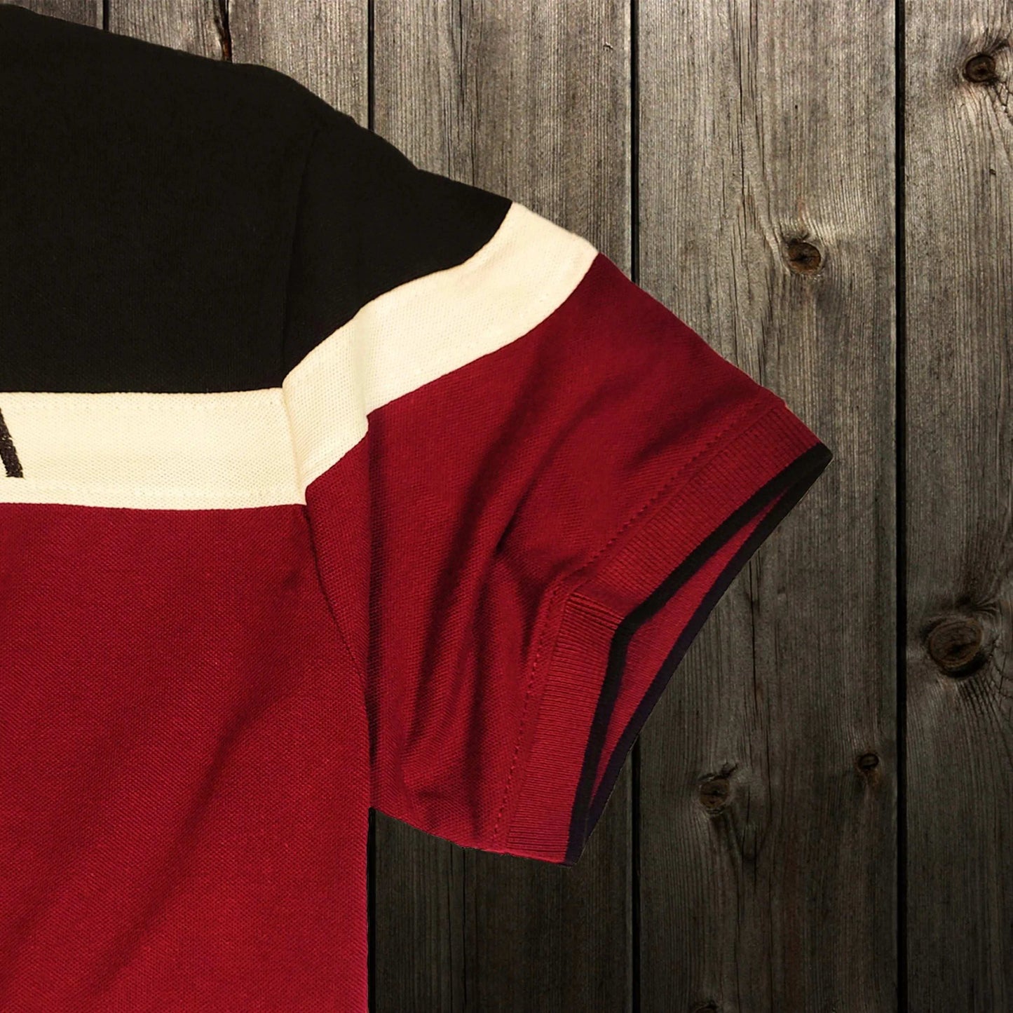 Men premium T Shirt Maroon white with black stripe Airtex