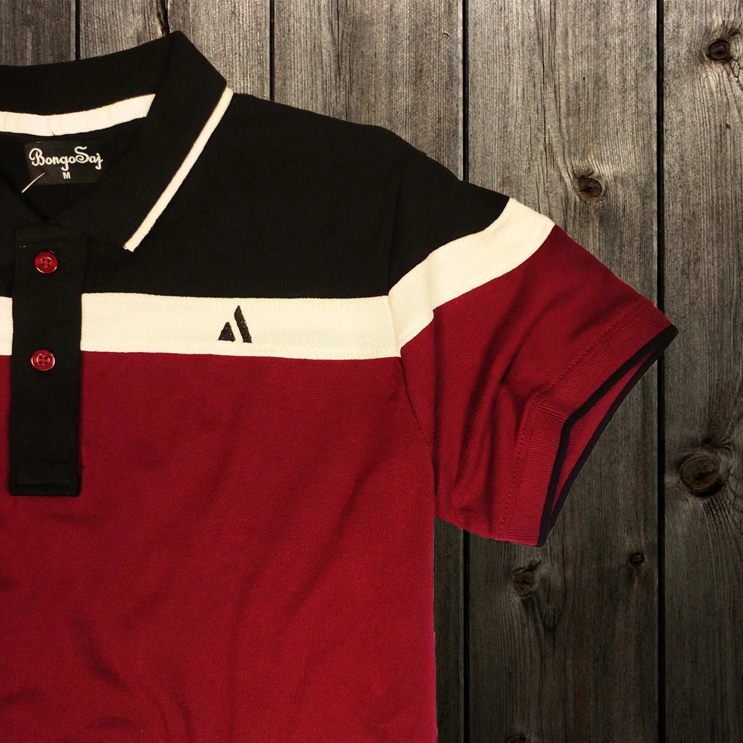 Men premium T Shirt Maroon white with black stripe Airtex