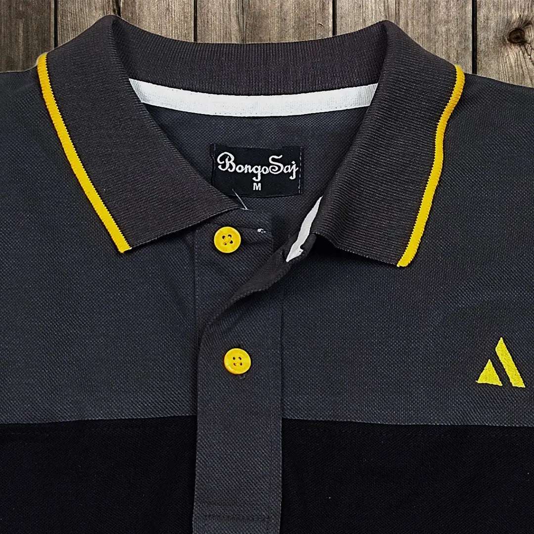 Men premium T Shirt Steel Grey and Black Airtex