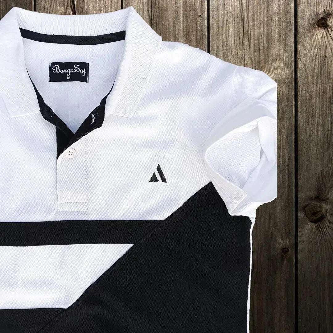 Men premium T Shirt White & Black Premium New Airtex