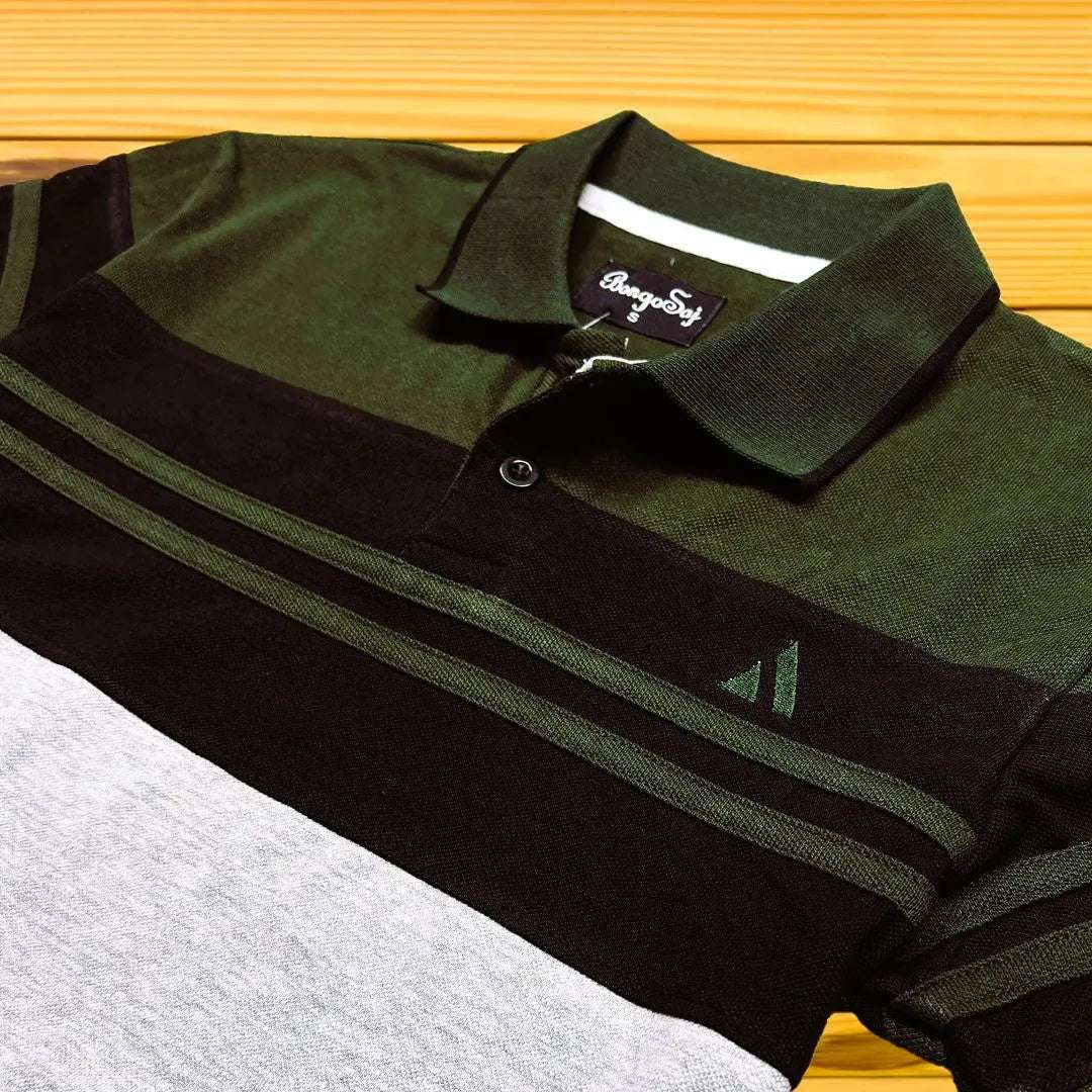 Men stylish T Shirt Juniper Green , Black, Ash with Juniper Green stripe Airtex