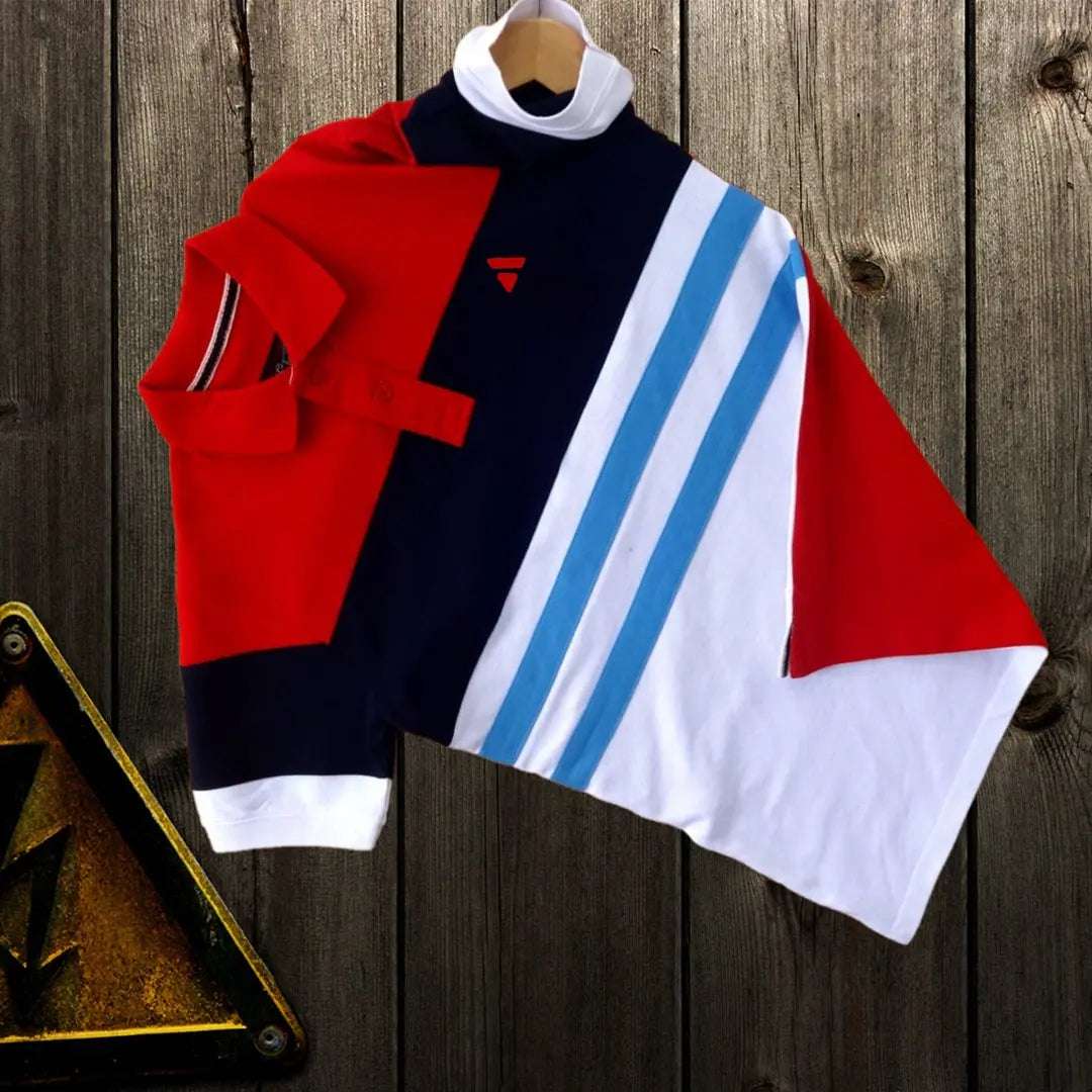 Men stylish T Shirt Red, Navy blue, White with Turquoise Blue stripe Airtex
