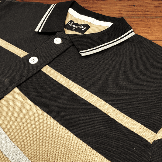 Ginger with Black stripe Polo T-Shirt Airtex
