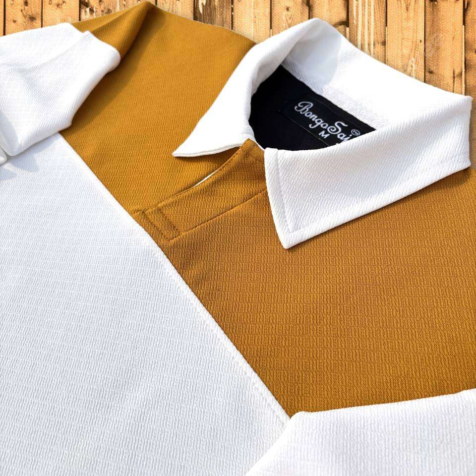 Full sleeve Collar Lycra T Shirt Golden Yellow White with Black Airtex