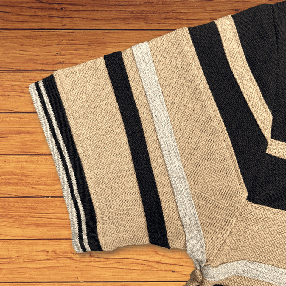 Ginger with Black stripe Polo T-Shirt Airtex