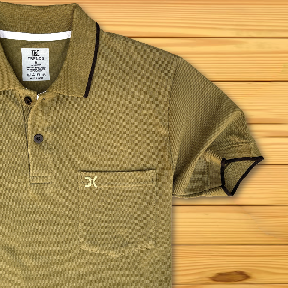 Olive Green Polo T-Shirt with Pocket