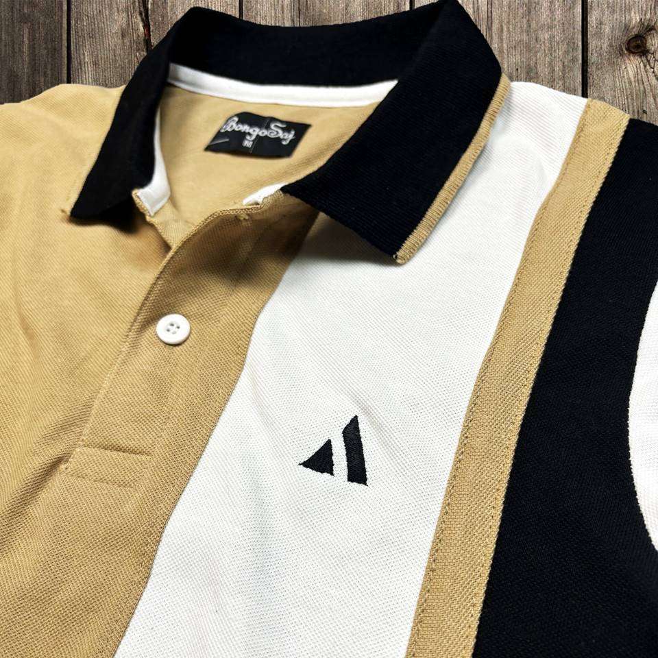 Mens Premium T-Shirt Ginger, Black with White vertical stripe Airtex