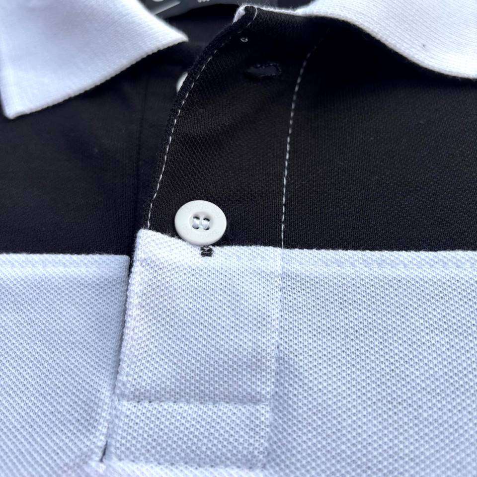 Stylish Men T-Shirt White Collar Black with Red, Black 3 Stripe Airtex