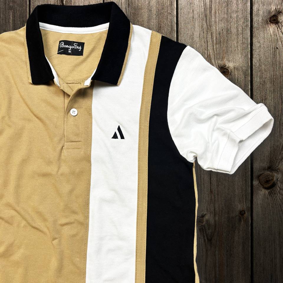 Mens Premium T-Shirt Ginger, Black with White vertical stripe Airtex