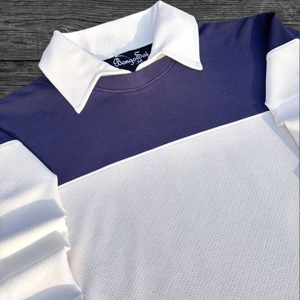 Full sleeve Collar Lycra T Shirt Navy Blue with White Airtex
