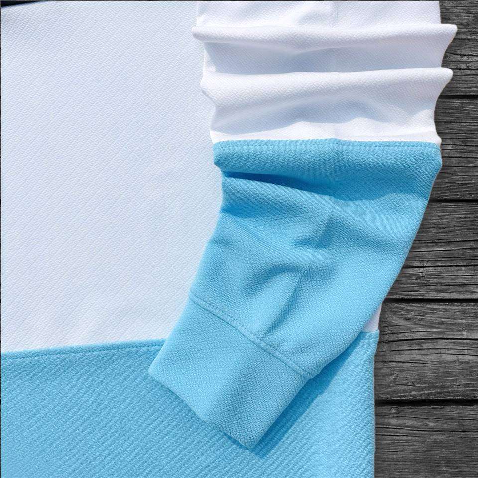Full sleeve Collar Lycra T Shirt Sky Blue with White new Airtex