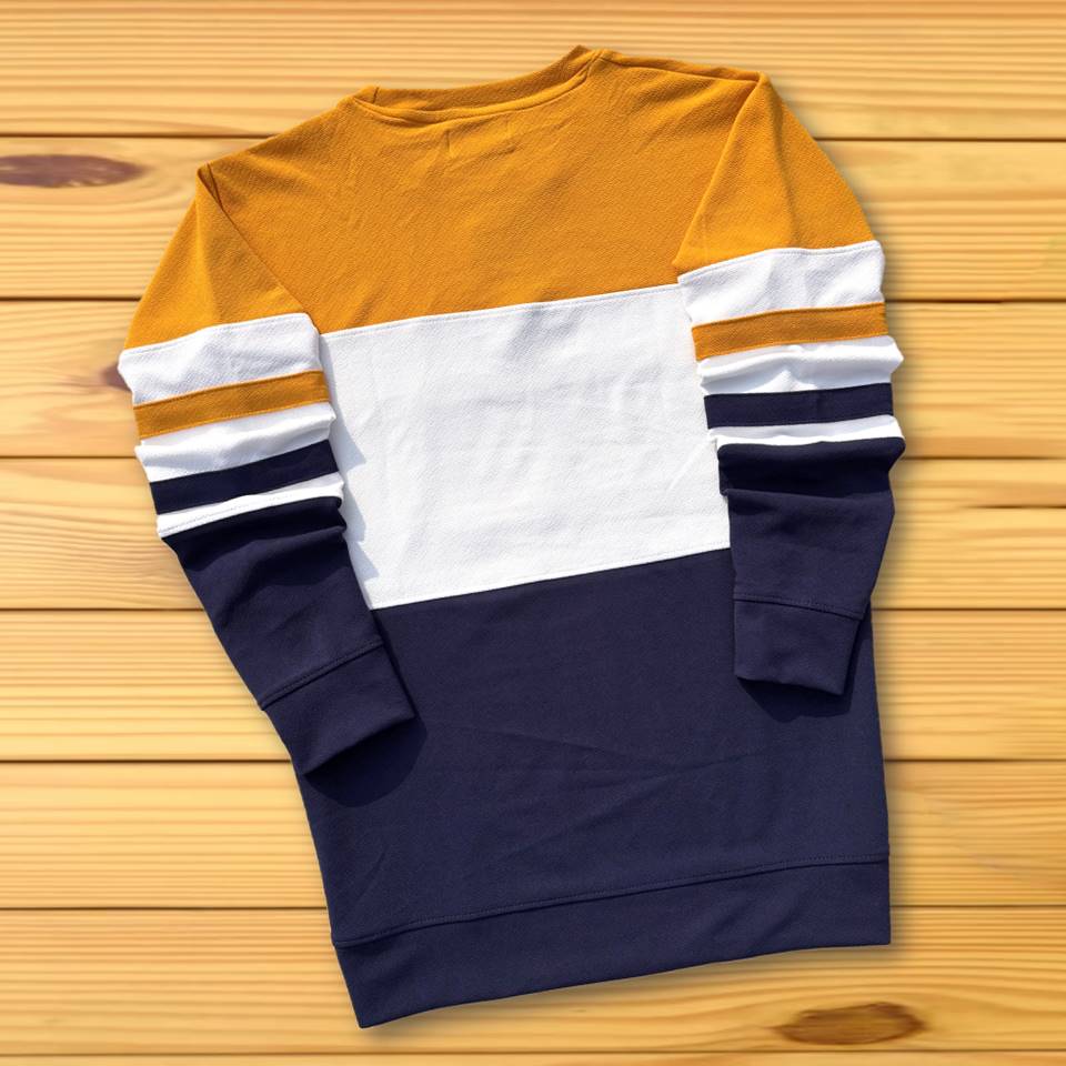 Full sleeve T-Shirt Yellow White and navy 2-Stripes Airtex