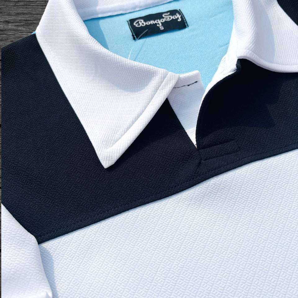 Full sleeve Collar Lycra T Shirt Sky Blue with White new Airtex