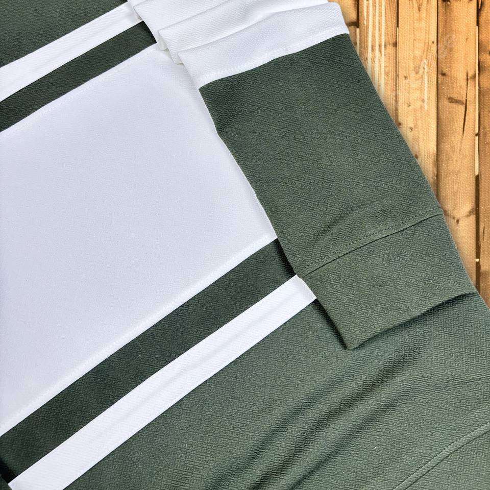 Full sleeve Collar T-Shirt Forest Green & White 2-Stripes Airtex