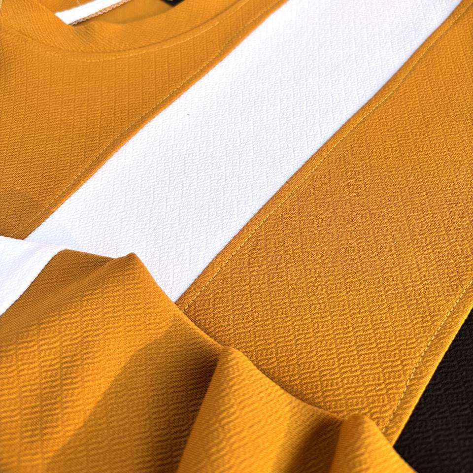 Full sleeve Round Neck Lycra T Shirt Golden Yellow, white black Airtex