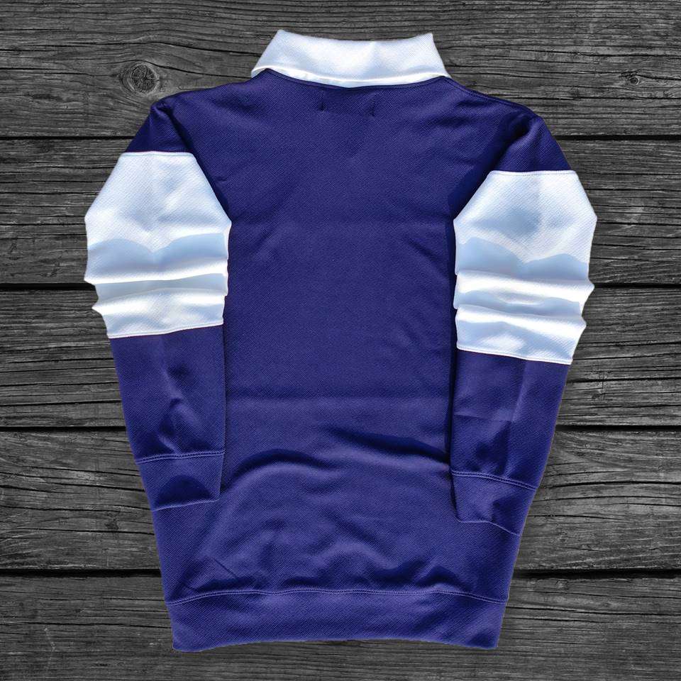 Full sleeve Collar Lycra T Shirt Navy Blue with White Airtex