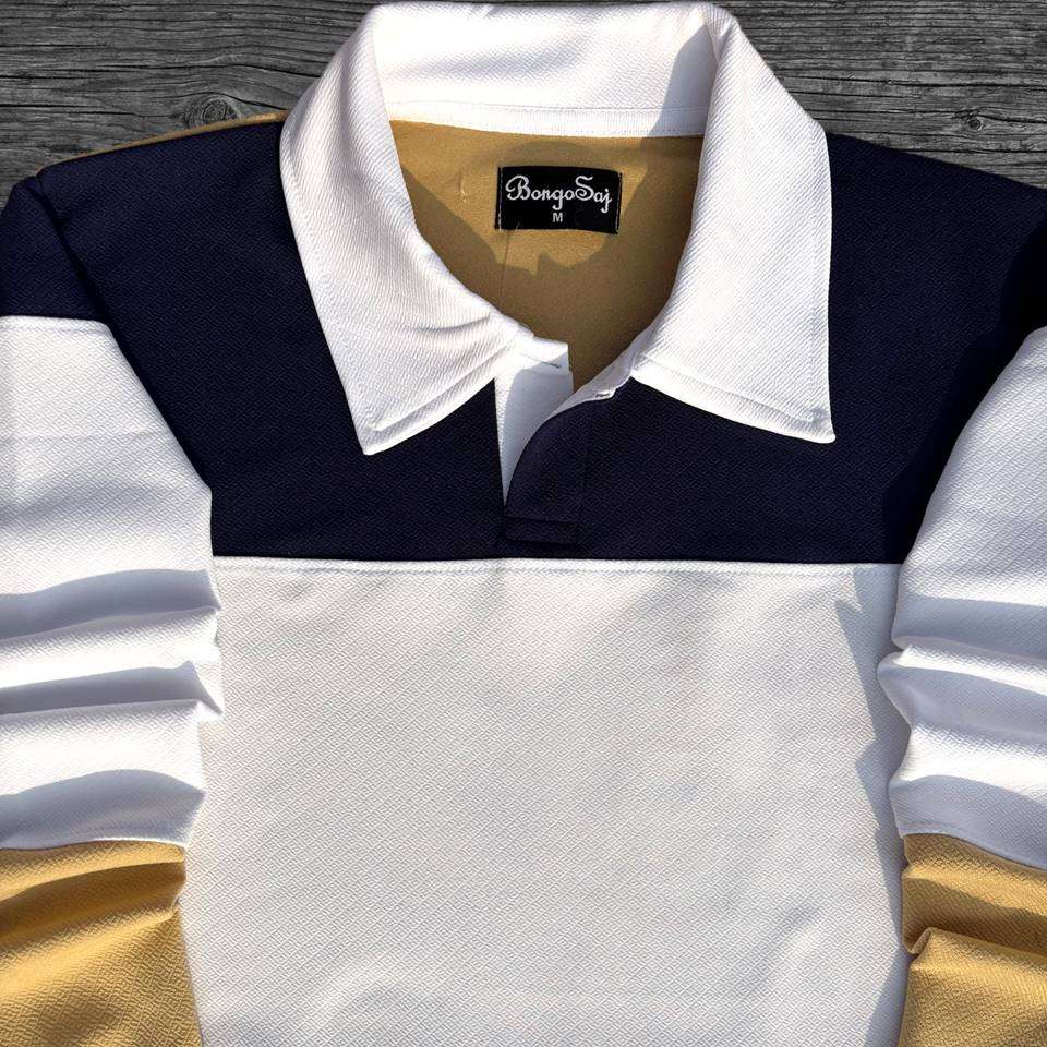 Full sleeve Collar Lycra Navy Blue, Heather Cinnamon and White Airtex