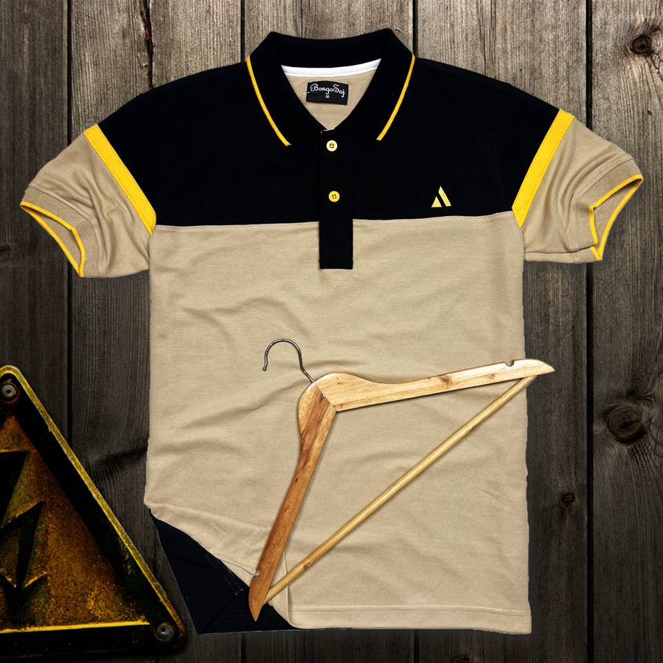 Men premium T Shirt Black and Ginger Colour Airtex