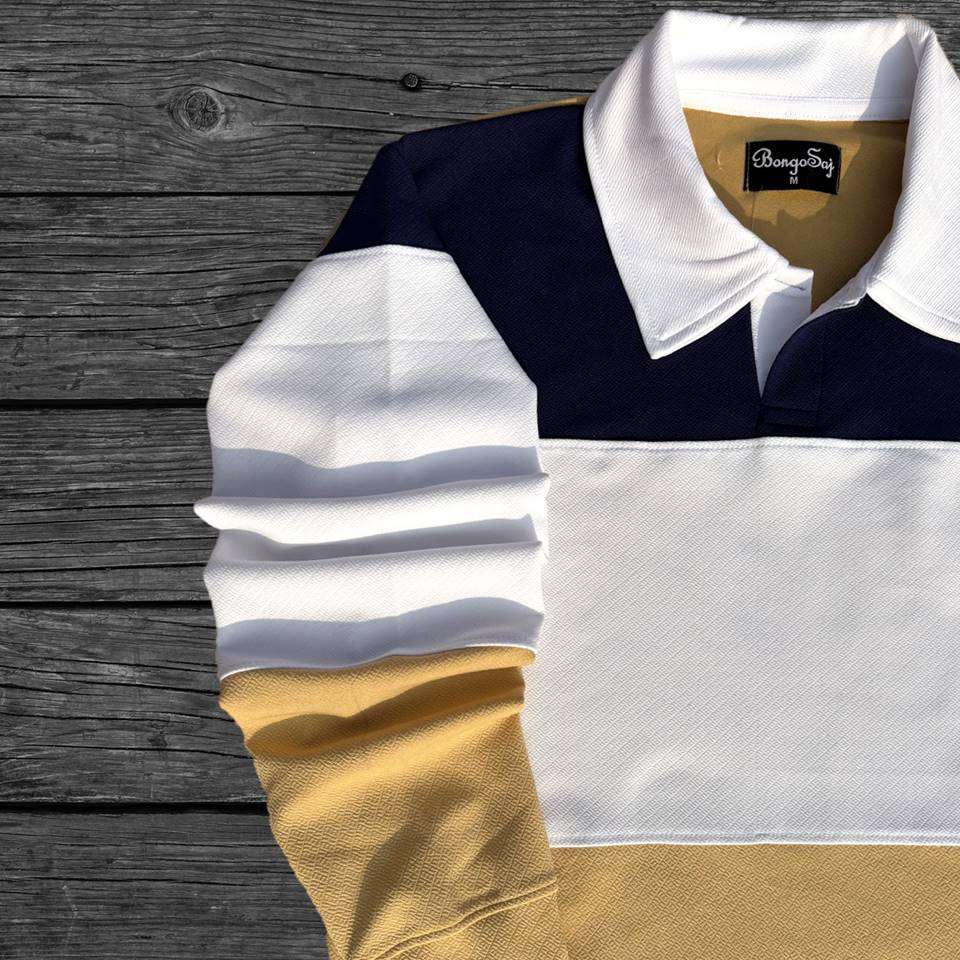 Full sleeve Collar Lycra Navy Blue, Heather Cinnamon and White Airtex