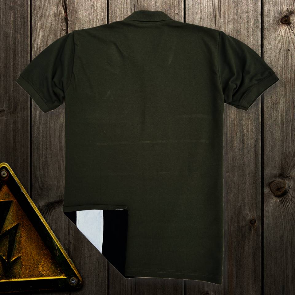 Men Premium T Shirt Olive Green , White with Black Airtex