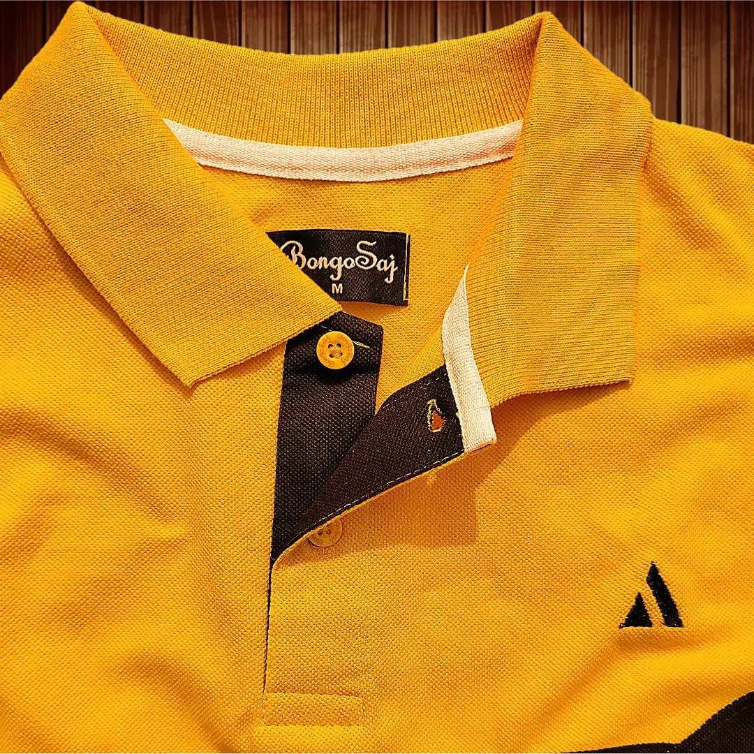 Stylish Men T-Shirt Dark Yellow & Black Premium Three Stripes Airtex