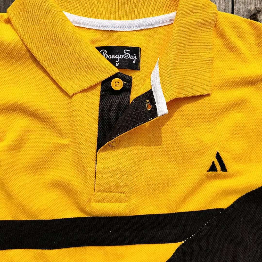 Stylish Men T-Shirt Yellow & Black Premium New Airtex