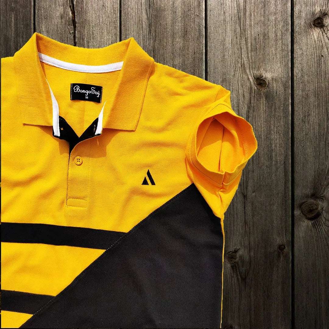 Stylish Men T-Shirt Yellow & Black Premium New Airtex