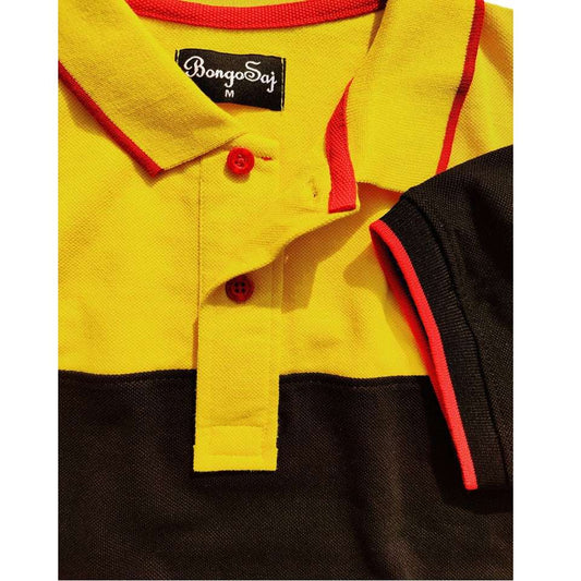 Men premium T Shirt Yellow and black Airtex