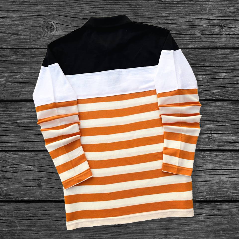 Men Full Sleeve T Shirt Black white with Orange