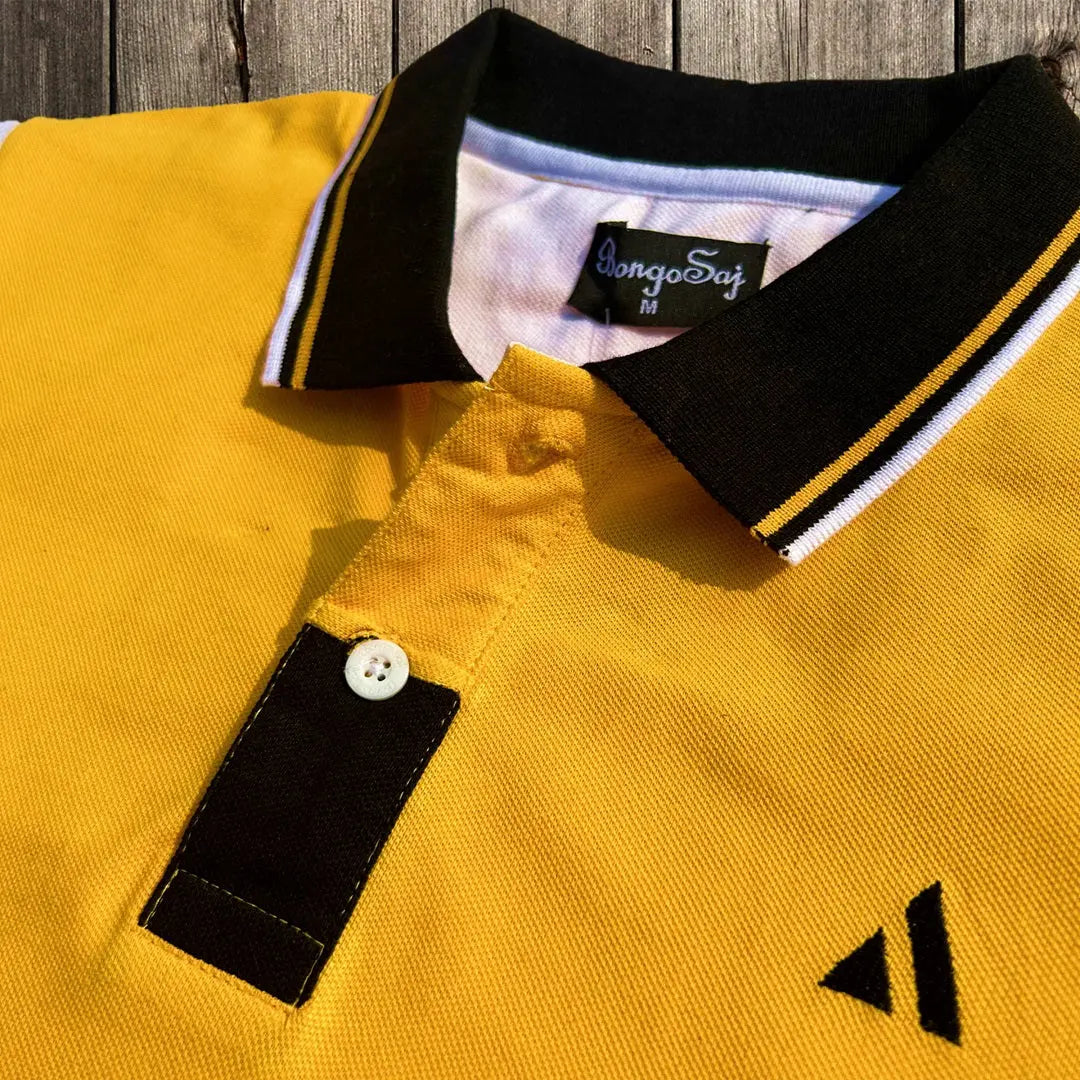 Men Premium T Shirt Mustard Yellow, with Cut Sew Sleeves Airtex