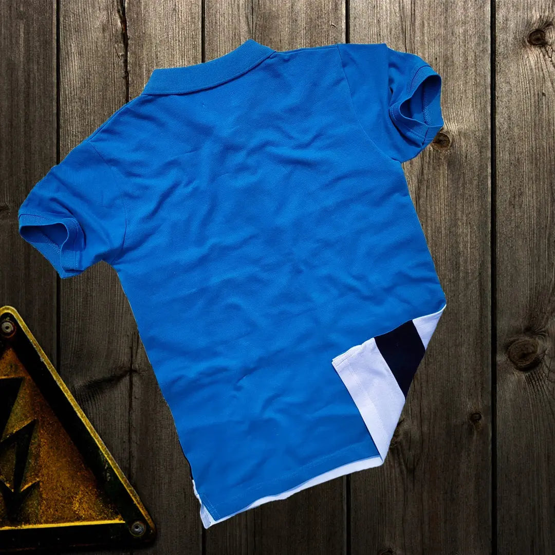 Men Premium T Shirt Sky Blue, white with Navy Blue stripe Airtex