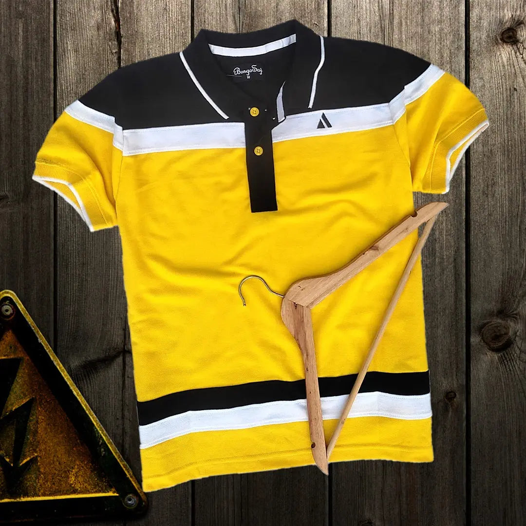 Men premium T Shirt Black, Yellow and White New Airtex