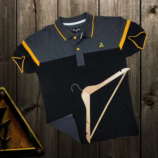 Men premium T Shirt Steel Grey and Black Airtex