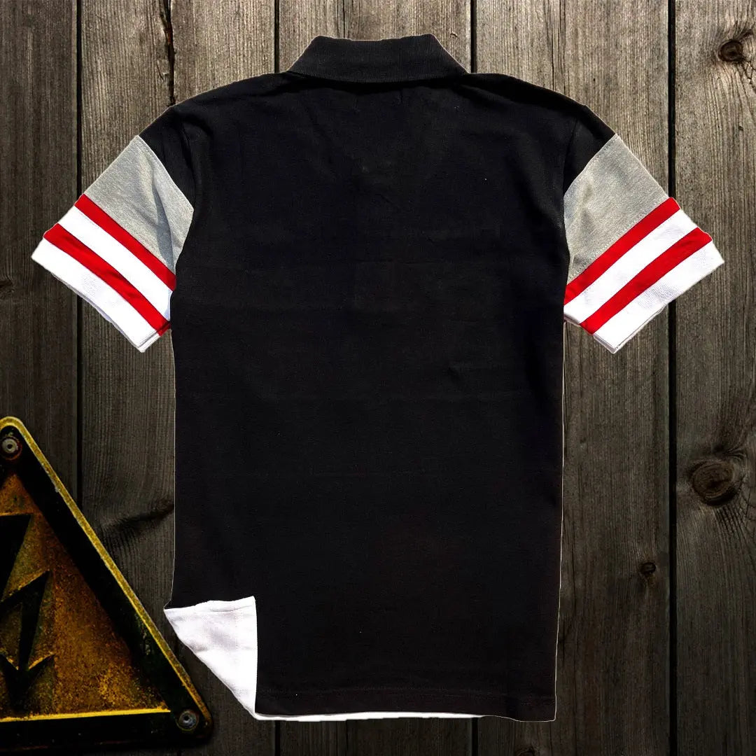 Men stylish T Shirt Black milenge white with red stripe Airtex