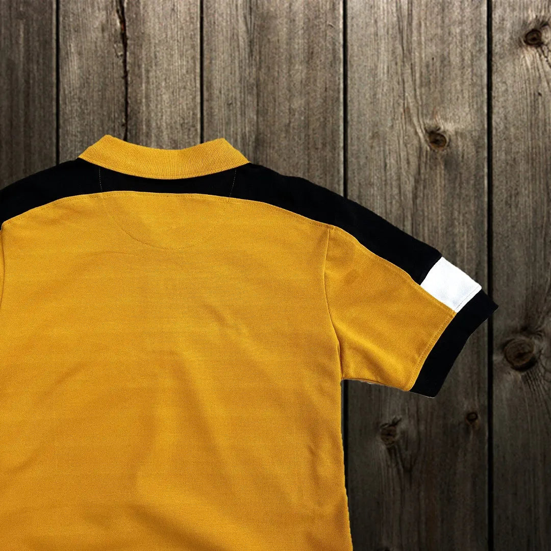 Men stylish T Shirt Golden Yellow With Black Shoulder cut Airtex