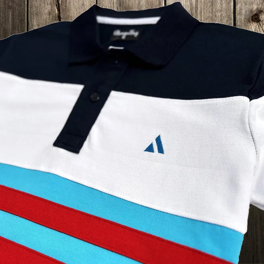 Men stylish T Shirt Navy blue, White, Turquoise Blue with Red stripe Airtex