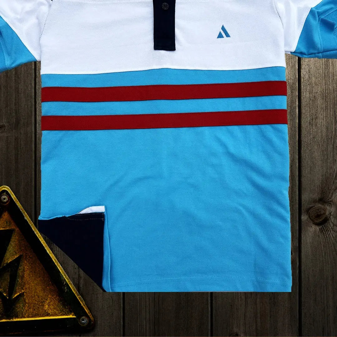 Men stylish T Shirt Navy blue, White, Turquoise Blue with Red stripe Airtex