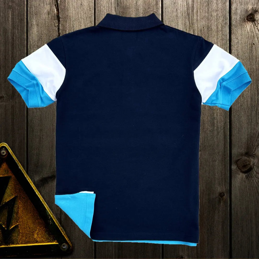 Men stylish T Shirt Navy blue, White, Turquoise Blue with Red stripe Airtex