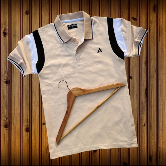 Men stylish T-Shirt Pale Peach color With Brown and White Airtex