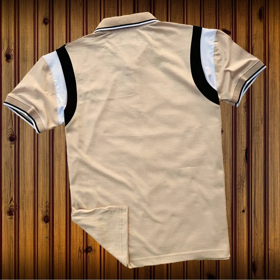 Men stylish T-Shirt Pale Peach color With Brown and White Airtex