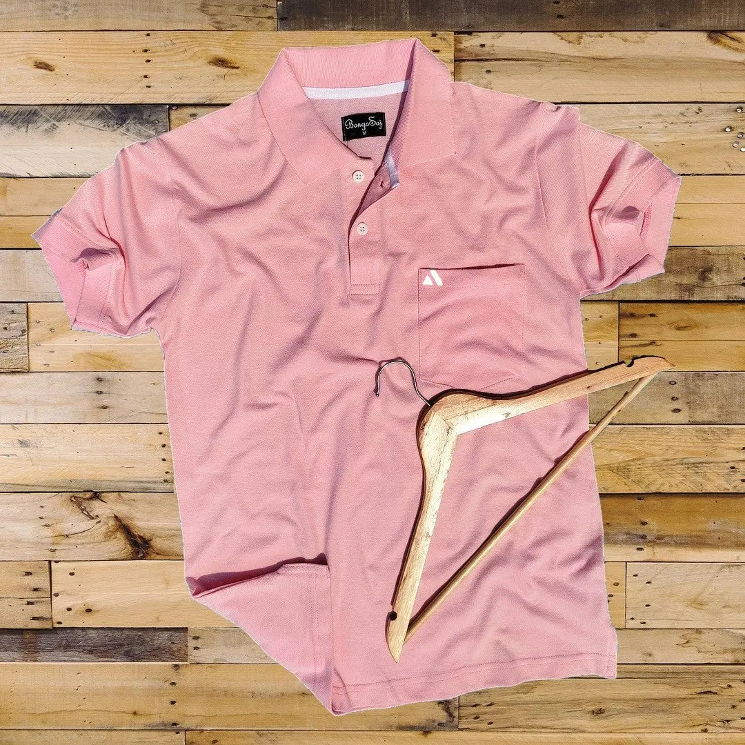 Men stylish T-Shirt Rose Pink color plain, with Pocket Airtex