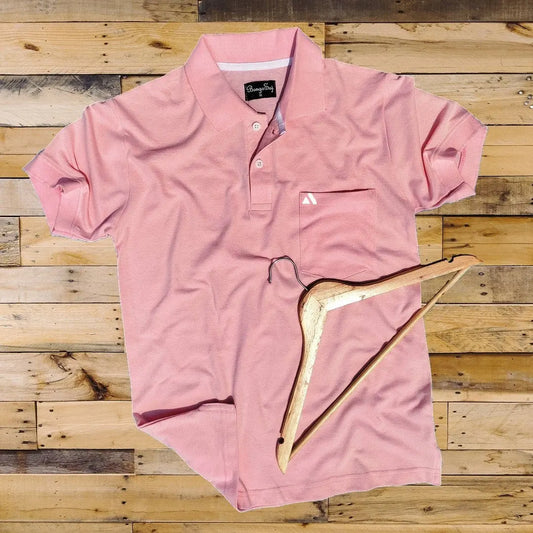 Men stylish T-Shirt Rose Pink color plain, with Pocket Airtex