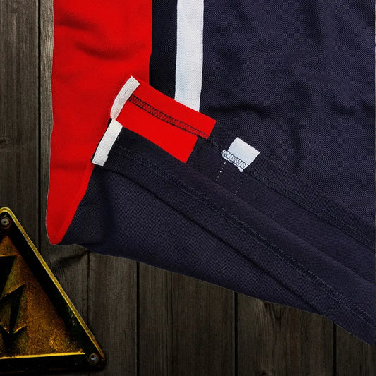 Mens Premium T-Shirt Navy blue Red with white vertical stripe Airtex