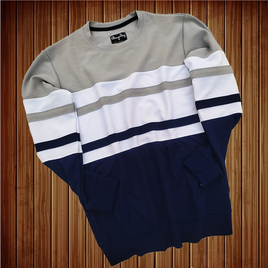 Mens Textured lycra Steel grey white navy with stripes Airtex