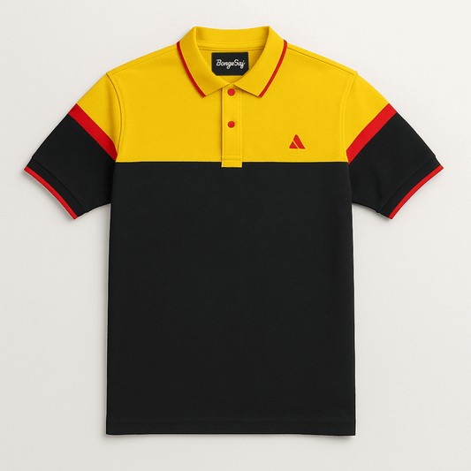 Men premium T Shirt Yellow and black Airtex