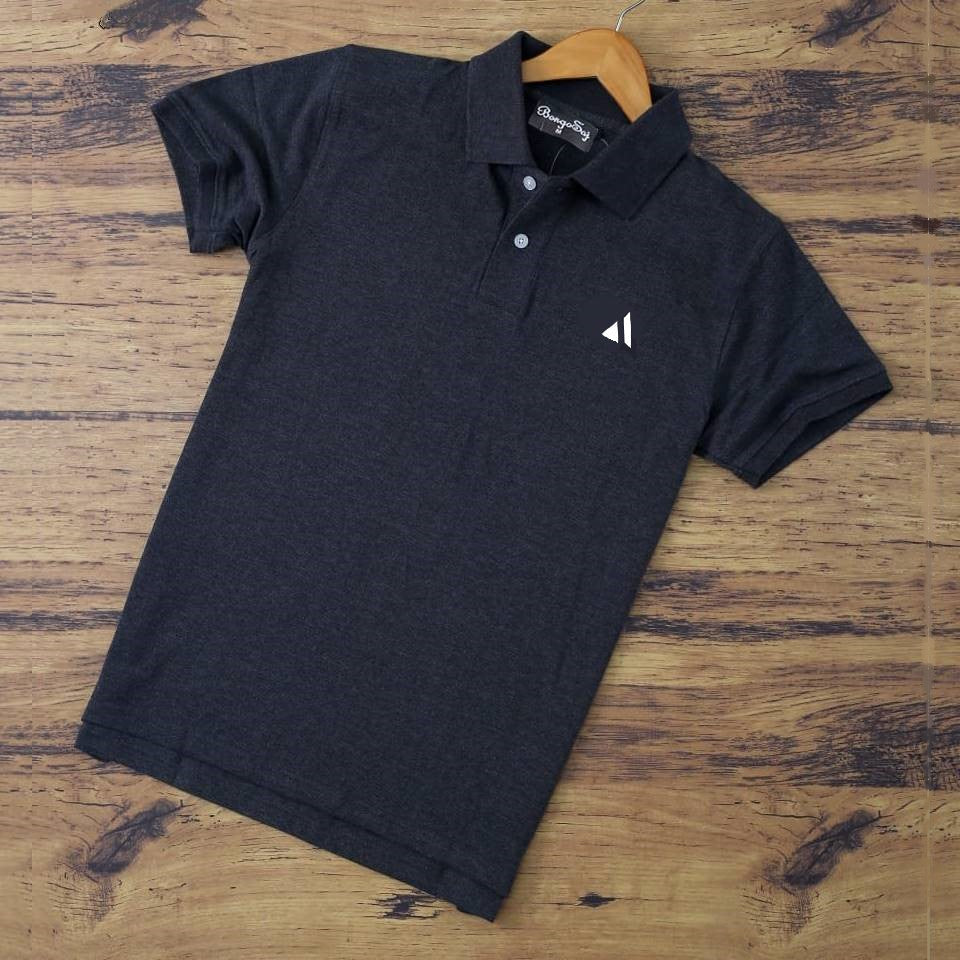 Men stylish dark melange  plain T-Shirt