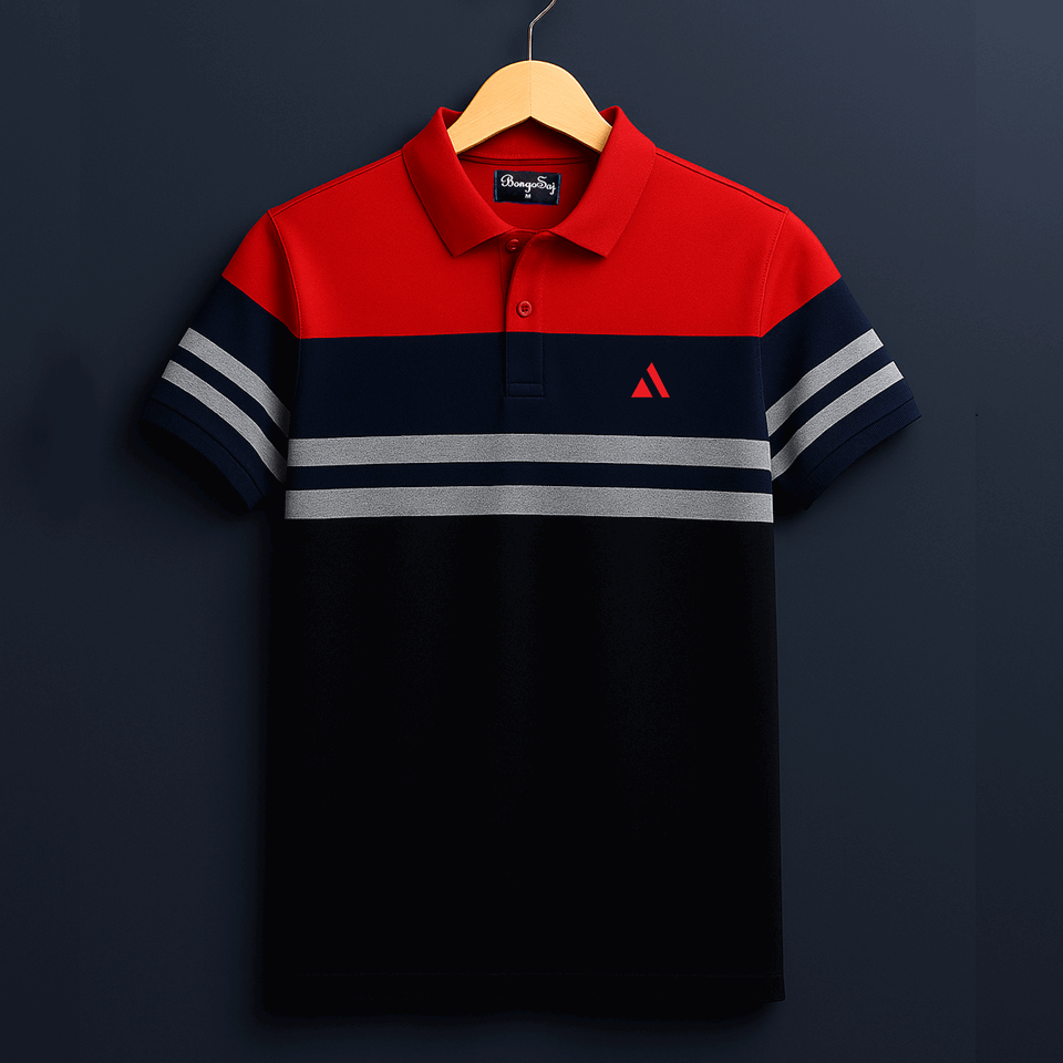 Stylish Men T-Shirt Red black navy with melange
